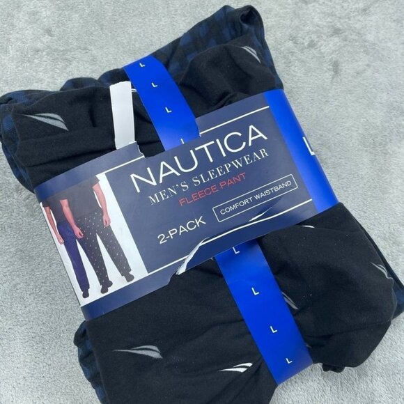 Nautica Mens Sleepwear Fleece Pants 2-Pack Comfort Waistband d0642 - Picture 1 of 6
